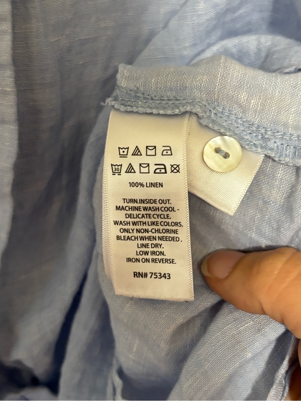 Sigrid Olsen Sky Blue 100% Linen Shirt Sz Small - Picture 6 of 9
